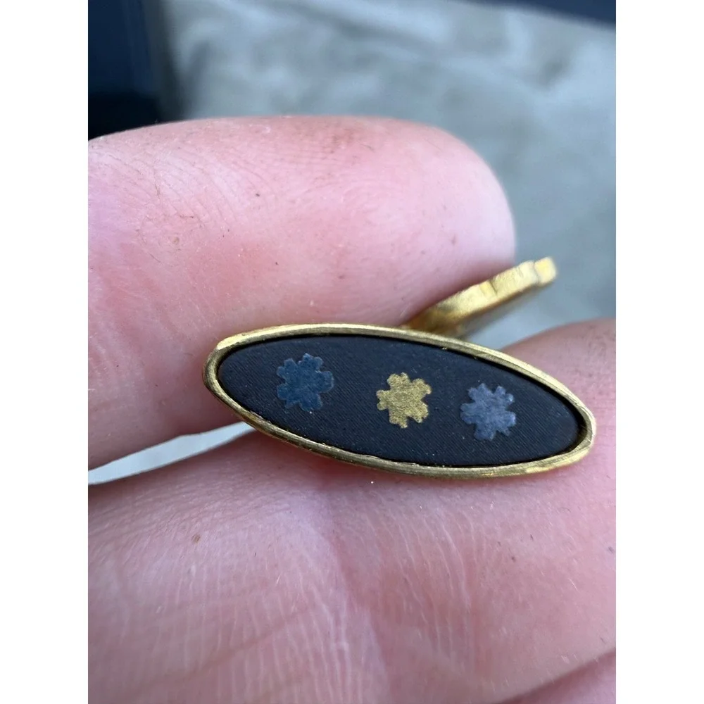 Vintage Japanese Damascene Cufflinks Set of 3 Gold Tone